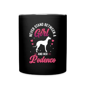 Mädchen und ihr Podenco spanischer Podenco - Tasse einfarbig - Schwarz - Vorne