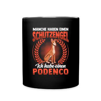 Podenco mein Schutzengel spanischer Podenco - Tasse einfarbig - Schwarz - Vorne