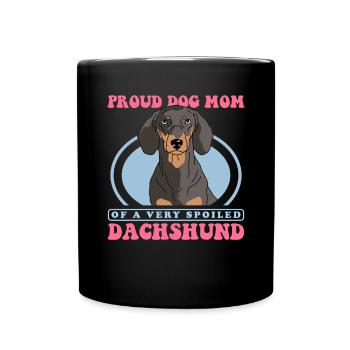 Dachshund Mom | Dackel Hundebesitzer Geschenk - Tasse einfarbig - Schwarz - Vorne