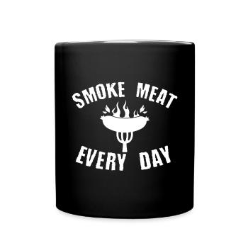 Smoke Meat Every Day Funny Grill BBQ - Full Colour Mug - black - Front