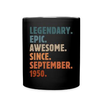 1950 September Vintage Birthday Gift - Full Colour Mug - black - Front