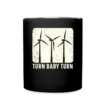 Turn Baby Turn Wind Renewable Energy Windmühle - Tasse einfarbig - Schwarz - Vorne