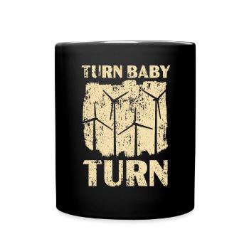 Turn Baby Turn Wind Renewable Energy Windmühle - Tasse einfarbig - Schwarz - Vorne