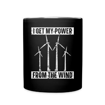 Je tire mon énergie de l’énergie renouvelable éolienne - Mug uni - noir - Devant