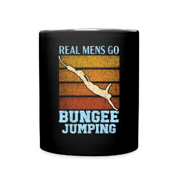 Echte Herren gehen Bungee Jumping Bungee Jumper - Tasse einfarbig - Schwarz - Vorne