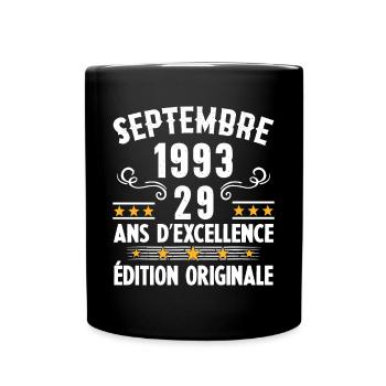 29 Ans Anniversaire Vintage Né(e) Septembre 1993 - Mug uni - noir - Devant
