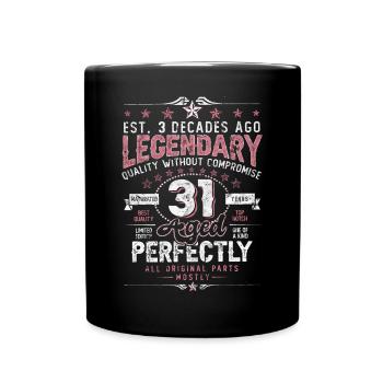 Vintage 31 Aged Perfectly Women on 31st Birthday - Full Colour Mug - black - Front