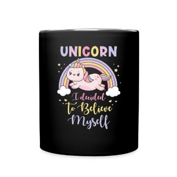 Einhorn Ich Glaube An Mich Selbst - Tasse einfarbig - Schwarz - Vorne