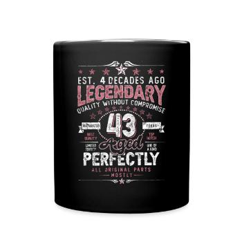 Vintage 43 Aged Perfectly Women on 43rd Birthday - Full Colour Mug - black - Front