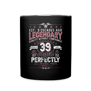 Vintage 39 Aged Perfectly Women on 39th Birthday - Full Colour Mug - black - Front