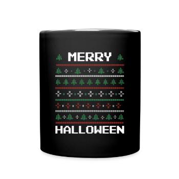 Merry Halloween Ugly Christmas Shirt - Tasse einfarbig - Schwarz - Vorne