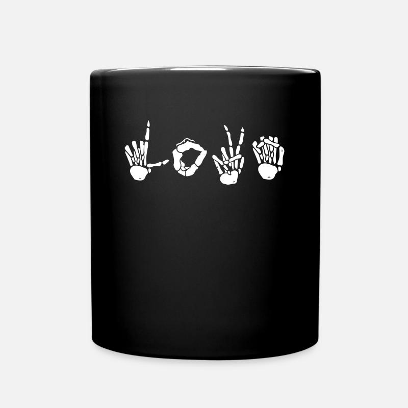Amour Squelette Main Chemise Squelette Halloween - Mug uni - noir