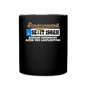 1982 Kennzeichen Geburtstag - Tasse einfarbig - Schwarz - Vorne