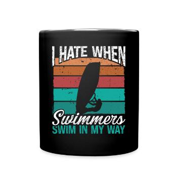 Je déteste les nageurs Vintage Rig Windsurf - Mug uni - noir - Devant