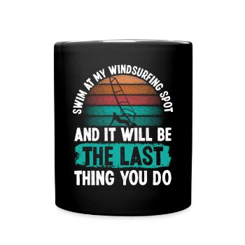 Funny Windsurfing Swimming Windsurfing Zone - Tasse einfarbig - Schwarz - Vorne