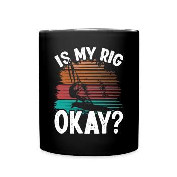 Vintage Funny Is my Rig okay Windsurfing - Tasse einfarbig - Schwarz - Vorne