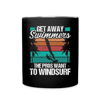 Funny Get away Swimmers Windsurfing Windsurf - Tasse einfarbig - Schwarz - Vorne