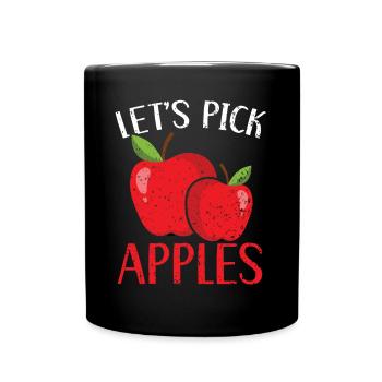 Let's Pick Apples Fruit Lover Apple Picking - Full Colour Mug - black - Front