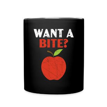 Want A Bite Apple Picking Squad Apple Fruit Lover - Full Colour Mug - black - Front