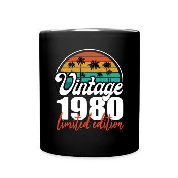 Vintage Birthday Birthday Retro 1980 Limited - Full Colour Mug - black - Front