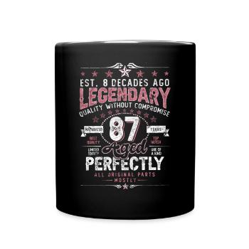 Vintage 87 Aged Perfectly Women on 87th Birthday - Full Colour Mug - black - Front