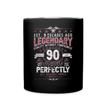 Vintage 90 Aged Perfectly Women on their 90th Birthday - Full Colour Mug - black - Front