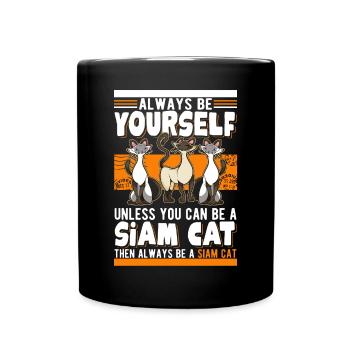 Siamkatze Siam Cat Siamesische Katze - Tasse einfarbig - Schwarz - Vorne
