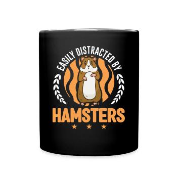 Easily distracted by Hamsters Goldhamster - Full Colour Mug - black - Front
