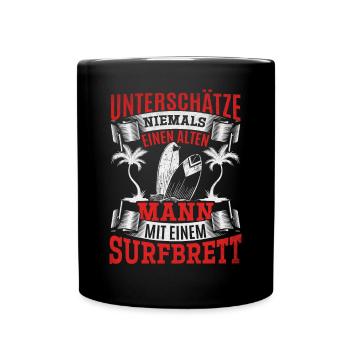 Unterschätze niemals einen alten Mann mit einem - Tasse einfarbig - Schwarz - Vorne