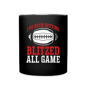 All game geblitzter Fußball - Tasse einfarbig - Schwarz - Vorne