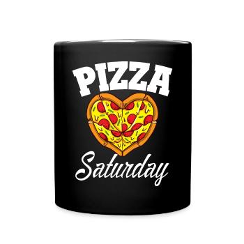 Samstag Pizza Night Funny Pizza Lover Fast Food - Tasse einfarbig - Schwarz - Vorne