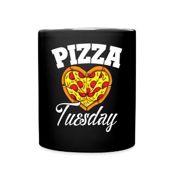 Dienstag Pizza Night Funny Pizza Lover Fast Food - Tasse einfarbig - Schwarz - Vorne