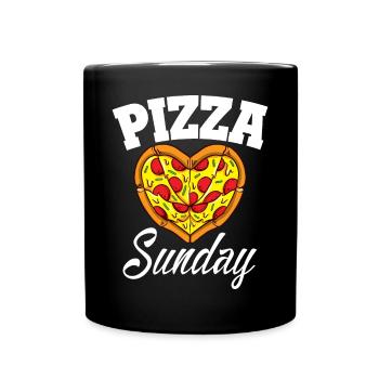 Sonntag Pizza Night Funny Pizza Lover Fast Food - Tasse einfarbig - Schwarz - Vorne