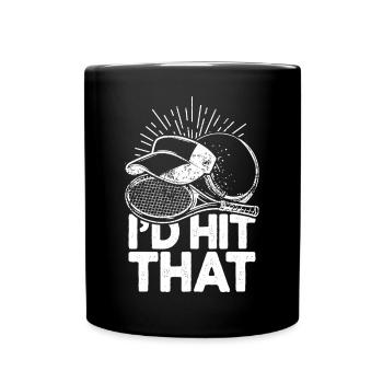I'd Hit That Funny Tennis Retro Tennis Player - Full Colour Mug - black - Front