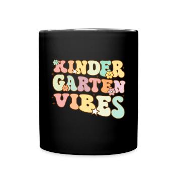 Groovy Hello Kindergarten Vibes Professeur rétro - Mug uni - noir - Devant