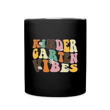 Groovy Hello Kindergarten Vibes Professeur rétro - Mug uni - noir - Devant