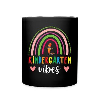 Groovy Hello Kindergarten Vibes Professeur rétro - Mug uni - noir - Devant