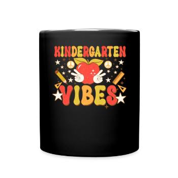 Groovy Hello Kindergarten Vibes Professeur rétro - Mug uni - noir - Devant