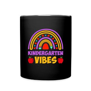 Groovy Hello Kindergarten Vibes Professeur rétro - Mug uni - noir - Devant