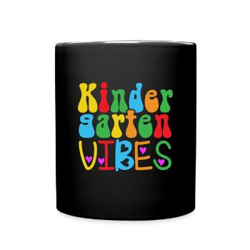 Groovy Hello Kindergarten Vibes Professeur rétro - Mug uni - noir - Devant