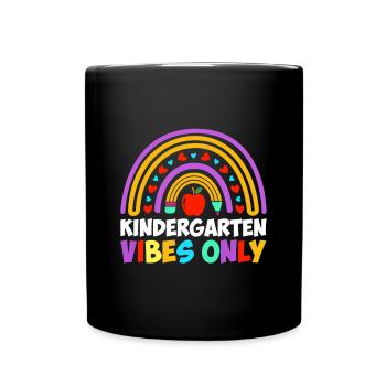Groovy Hello Kindergarten Vibes Professeur rétro - Mug uni - noir - Devant