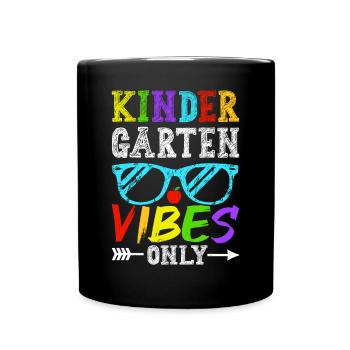 Groovy Hello Kindergarten Vibes Professeur rétro - Mug uni - noir - Devant