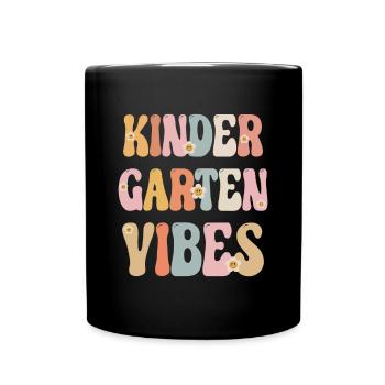 Groovy Hello Kindergarten Vibes Professeur rétro - Mug uni - noir - Devant