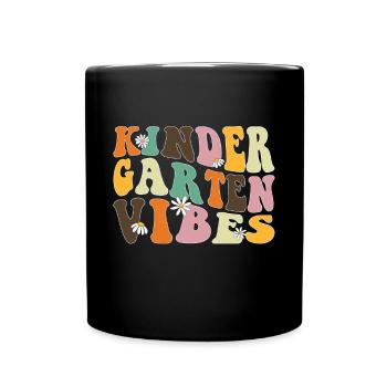 Groovy Hello Kindergarten Vibes Professeur rétro - Mug uni - noir - Devant