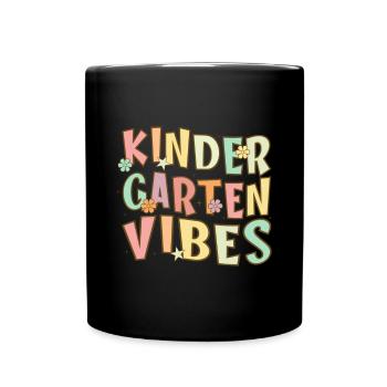 Groovy Hello Kindergarten Vibes Professeur rétro - Mug uni - noir - Devant