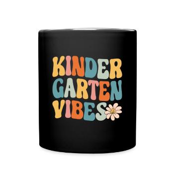 Groovy Hello Kindergarten Vibes Professeur rétro - Mug uni - noir - Devant