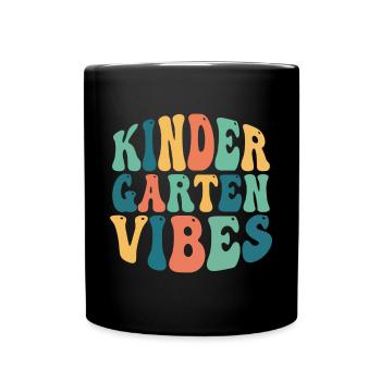 Groovy Hello Kindergarten Vibes Professeur rétro - Mug uni - noir - Devant