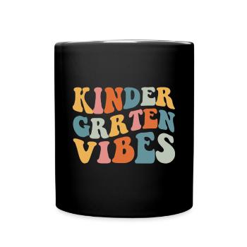 Groovy Hello Kindergarten Vibes Professeur rétro - Mug uni - noir - Devant
