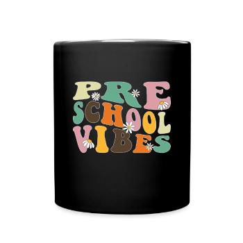 Preschool Vibes Cute Retro Back to School, Boys, - Full Colour Mug - black - Front
