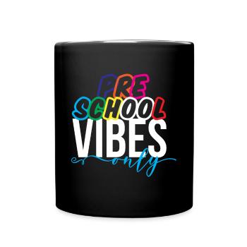 Preschool Vibes Cute Retro Back to School, Boys, - Full Colour Mug - black - Front